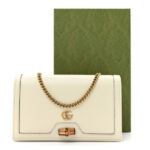 Textured Dollar Calfskin Mini Diana Chain Bag White - Image 3