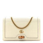 Textured Dollar Calfskin Mini Diana Chain Bag White