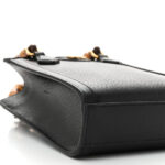 Textured Dollar Calfskin Mini Diana Tote Bag Black Dusty Grey - Image 9