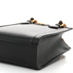 Textured Dollar Calfskin Mini Diana Tote Bag Black Dusty Grey - Image 10