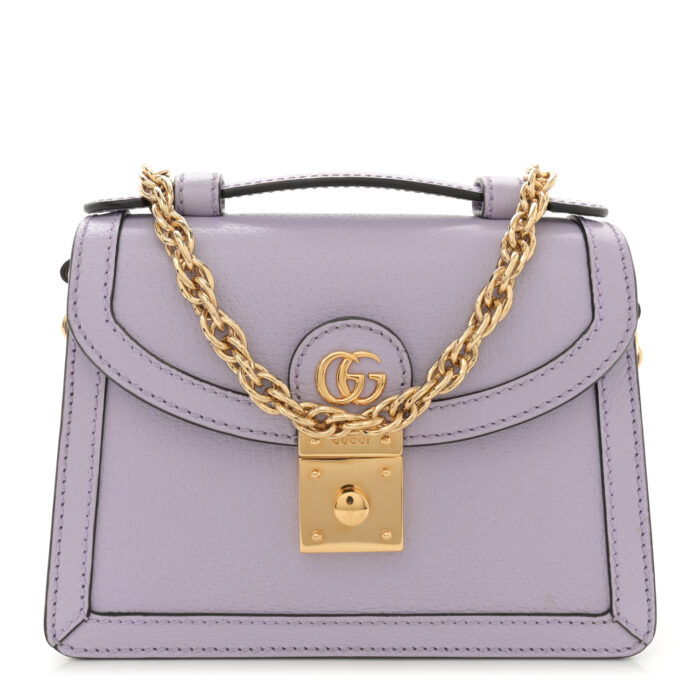 Textured Dollar Calfskin Mini Ophidia Padlock Top Handle Chain Shoulder Bag Lapis - Image 1