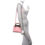 Textured Dollar Calfskin Web Mini Diana Tote Bag Wild Rose Black - Image 2