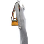 Textured Dollar Calfskin Web Mini Diana Tote Bag Yellow Dusty Azure - Image 2
