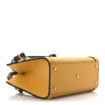Textured Dollar Calfskin Web Mini Diana Tote Bag Yellow Dusty Azure - Image 4