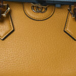 Textured Dollar Calfskin Web Mini Diana Tote Bag Yellow Dusty Azure - Image 8