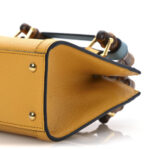 Textured Dollar Calfskin Web Mini Diana Tote Bag Yellow Dusty Azure - Image 10