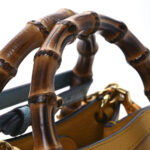 Textured Dollar Calfskin Web Mini Diana Tote Bag Yellow Dusty Azure - Image 11