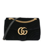 Velvet Matelasse Medium GG Marmont Shoulder Bag Black - Image 12