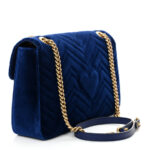 Velvet Matelasse Medium GG Marmont Shoulder Bag Cobalt Blue - Image 3