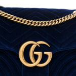 Velvet Matelasse Medium GG Marmont Shoulder Bag Cobalt Blue - Image 8