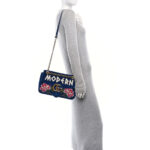 Velvet Matelasse Modern Embroidered Medium GG Marmont Shoulder Bag Cobalt - Image 2
