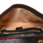 Vintage Effect Calfskin Matelasse Diagonal Striped Small Torchon GG Marmont Shoulder Bag Black Beige - Image 5