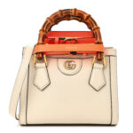 Wonka Grain Calfskin Mini Diana Tote Bag Mystic White Orange Fluo