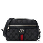 X BALENCIAGA BB Monogram Web Mini Ophidia Shoulder Bag Black